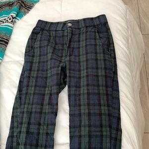 Hollister High Rise Blue & Green Plaid Chino Pants